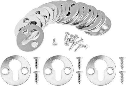 Piutouyar 48Pcs Round Keyhole Hangers, Picture Frame Shelf Keyhole Bracket Metal Keyhole Hanger Fasteners with Screws (Silver)