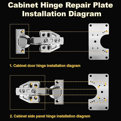 6 Pcs Cabinet Hinge Repair Plate, Hinge Repair Board, Cabinet Hinges Repair Brackets with Screws, Metal Hinges Repair Fixing Plates