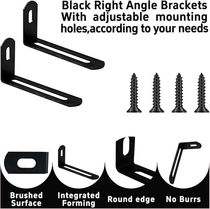 20Pcs 2.6"x1.3"x0.6"Adjustable Right Angle Brackets, Slotted L Bracket Metal 90 Degree Corner Fastener L-Shape Corner Brace Support Black Shelf Bracket