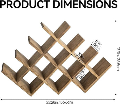 KIRIGEN 13-Bottle Wine Rack 4-Tier Nature Wood Wine Display Rack/Standing and Countertop Storage Shelf - Bottle Holder/Cabinet Glass 4-Layer Dark Brown XHJJ4-DBR