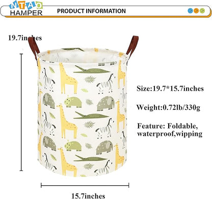 Kids Laundry Hamper,Green Laundry Basket,Baby Nursery Hamper,Waterproof Storage Bin,Clothes Organizer Basket,Room Decor(Green Animal)