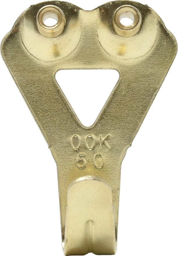 OOK 50674 Professional Picture Hangers, Reusable Art Hooks, Padded, Brass, 50lbs (10 Set) Gold