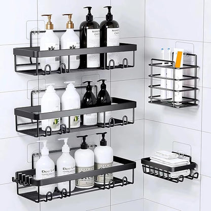 14 Pack Shower Caddy Adhesive Replacement, Waterproof Strong Hooks for Shower Caddy, No Drilling Bathroom Storage Shelves, Soap Holder, and Kitchen Racks (Clear 1 Hooks)