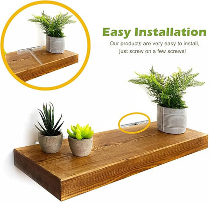 Luomorgo 4 Pcs 5 Inch Floating Shelf Bracket Blind Shelf Bracket Hidden Brackets for Floating Wood Shelves - Screws and Wall Plugs Included