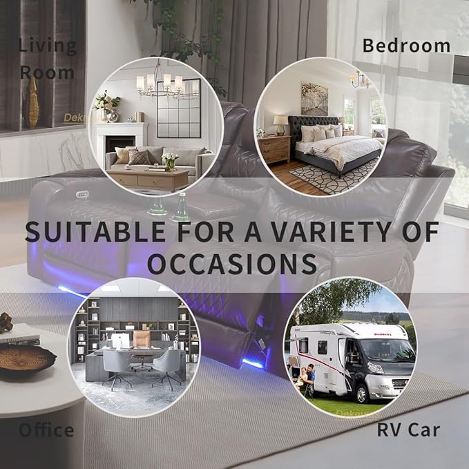 Power Recliner Sofa, 2-Seater Living Room Furniture Sets, Breathing Leather Power Reclining Loveseat with Cup Holder/LED Light/USB Port Sofa Couch for Living Room, Apartment, Office, Rv Car