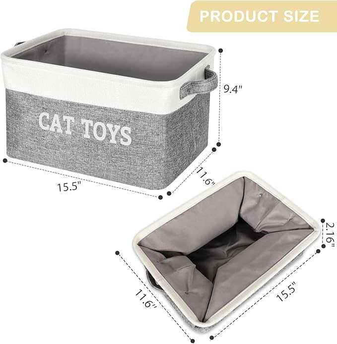 Lukeline Large Cat Toy Basket, 15.5 x 11.6 x 9.4 Cat Toy Box for Pet Supplies, Storage Bin for Cat Toys Treats Clothes and Accessories, Decorative Gift Baskets Empty for Home Decor Shelves
