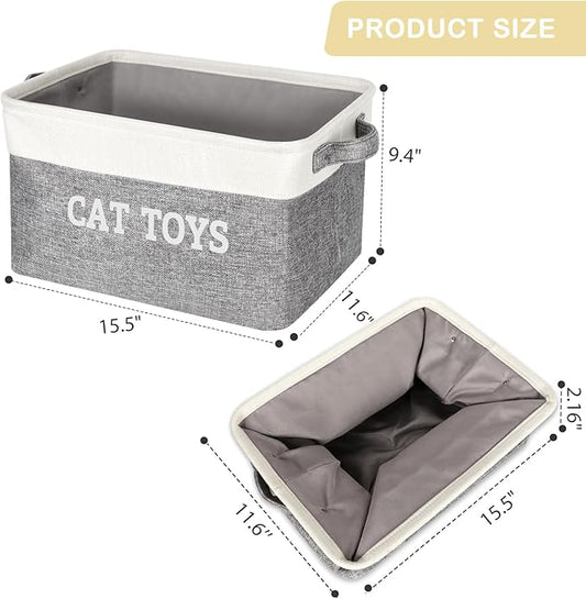 Lukeline Large Cat Toy Basket, 15.5 x 11.6 x 9.4 Cat Toy Box for Pet Supplies, Storage Bin for Cat Toys Treats Clothes and Accessories, Decorative Gift Baskets Empty for Home Decor Shelves