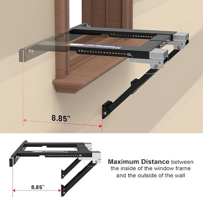 Adjustable Window AC Bracket, Quick Installation in 3minutes Without Drilling, Upgraded Extra Large Adjustment Range, Air Conditioner Support Bracket No Drill w/ Max Load Capacity of 220 lbs