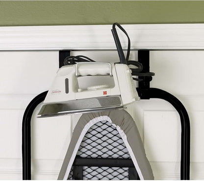 Household Essentials Over The Door Ironing Board, Self-Closing, Slim and Compact, Perfect for Small Spaces, Includes Padded Board Cover, Matte Black