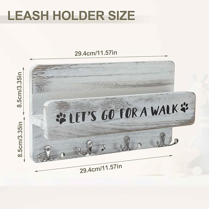 Dog Leash Holder for Wall, Convenient Storage Dog Leash Hook, Keep Leashes Organized, White