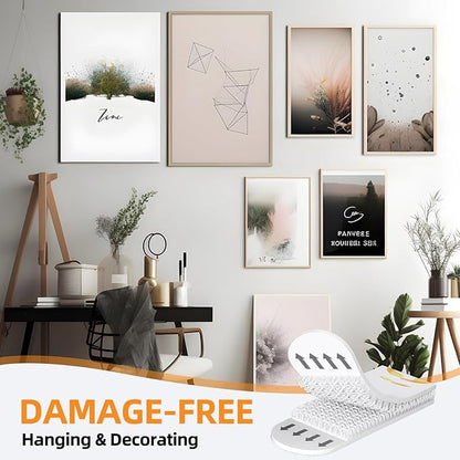 Picture Hanging Strips,Picture Hanger Kit, Removable Damage Free,Picture Hanging Hooks,Black Medium(40Pack)