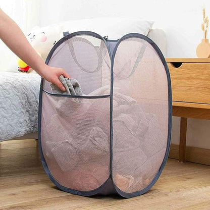 Larpur Pack of 3 Pop up Laundry Hampers, Collapsible Laundry Baskets, Portable Mesh Clothes Hampers for Home Room, College Dorm, Apartment, Foldable Hamper with Carry Handles, Gray
