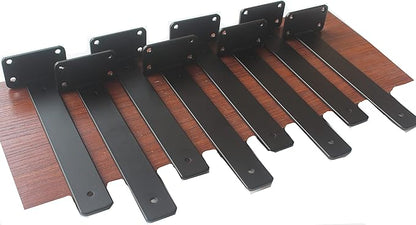 4 Pack - 11 inch Black Hidden L Shelf Bracket (1/5 Inch Thicked) Iron Floating Shelf Brackets Rustic Industrial Metal Brackets for Shelf Support