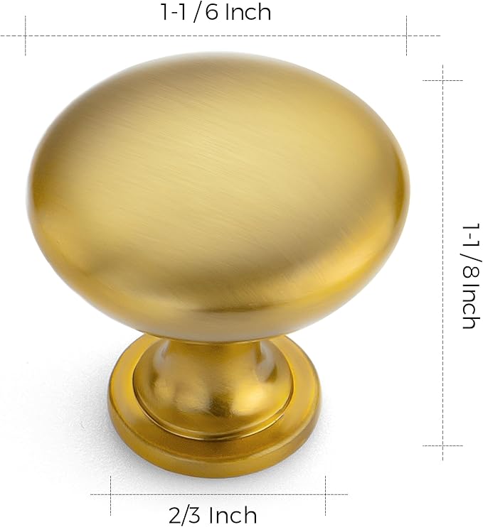 Ravinte 20 Pack Gold Round Zinc Cabinet Brass Knobs for Kitchen Bathroom Closet Dresser Cabinets