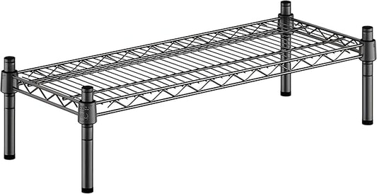 12" x 30" x 8" Black Epoxy Wire Storage Shelf, Dunnage Rack, Commercial 1 Tier Small Shelf