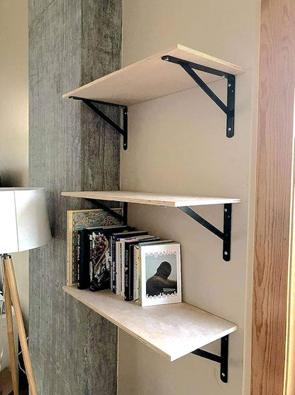 Acrux7 Black Shelf Brackets 8 x 5 Inch, 4 Pack Heavy Duty L Brackets for Floating Shelves - Metal Support Angle Brackets