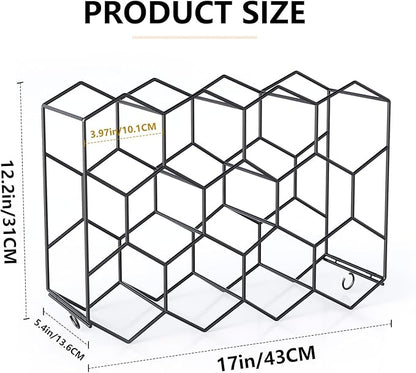 Urban Deco Countertop Wine Rack for 14 Bottles - No Assembly Required Modern Wine Bottle Holder Stand for Cabinet, Kitchen, Bar, Pantry - Black Wire Wine Rack Inserts