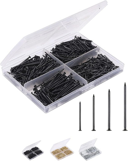 Mr. Pen- Nail Assortment Kit, 600 Pcs, 4 Sizes, Black, Small Nails, Nails for Hanging Pictures, Finishing Nails, Wall Nails for Hanging, Pin Nails, Hardware Nails, Assorted Nails, Galvanized Nails
