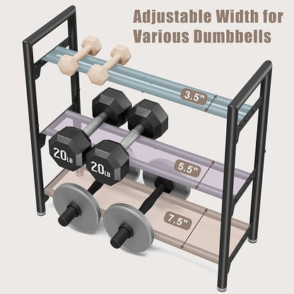 Dumbbell Rack Stand Only, 400LBS Capacity Weight Rack for Home Gym Storage, Adjustable Weight Storage Racks, Heavy-Duty Kettlebell Rack ﻿