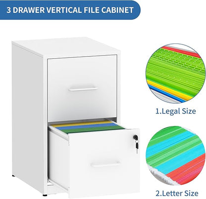 2 Drawer File Cabinet with Lock,Metal Vertical Filing Cabinets for Home Office,Heavy Duty File Storage Cabinet for Letter/Legal/A4/F4 Size File,Assembly Require (Black, Vertical 2 Drawer)