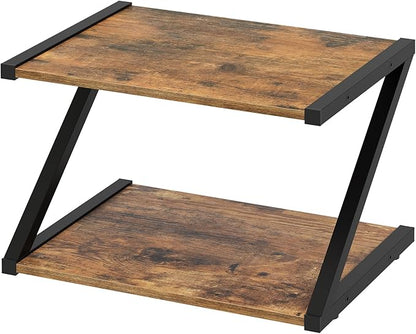 Desktop Printer Stand, 2-Tier Printer Table with Storage Shelf, Under Desk Printer Stand for Office, Open Organizer Shelf, Easy Assembly, Rustic Brown PS02BR