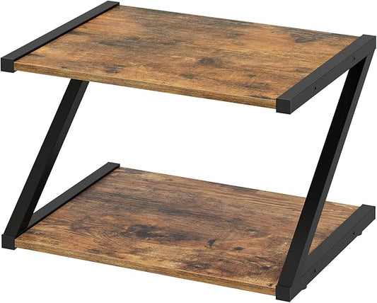 Desktop Printer Stand, 2-Tier Printer Table with Storage Shelf, Under Desk Printer Stand for Office, Open Organizer Shelf, Easy Assembly, Rustic Brown PS02BR