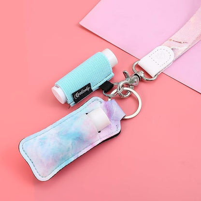 COOKOOKY Chapstick Holder Keychain Cute Lip Balm Keychain Holder with Clip