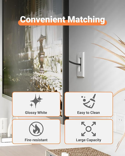 Brush Wall Plate with Mounting Bracket, 4 Pack Cable Pass Through Decorator Cover for Low Voltage Wires, Single Gang Cord Hider for TV Home Theater System, Orange