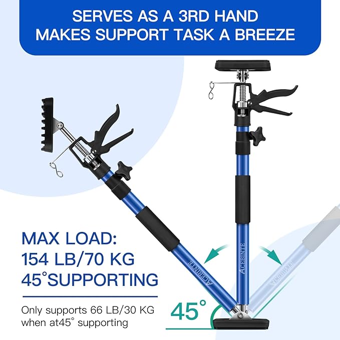 2PK Support Pole,Steel Telescopic Quick Adjustable 3rd Hand Support System, Support Rod, Supports up to 154 lbs Construction Rods for Cabinet Jacks Cargo Bars Drywalls Extends from 50 Inch to 118 Inch