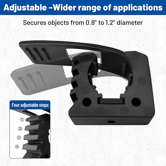 ROBLOCK Quick Release Rubber Clamp Mounts, 4-Pack Adjustable shovel clamp mount, Rubber Tool Handle Bracket for 0.8" to 1.2" Diameter, Universal Garage Storage, RV, Boat, ATV, and Any Wall