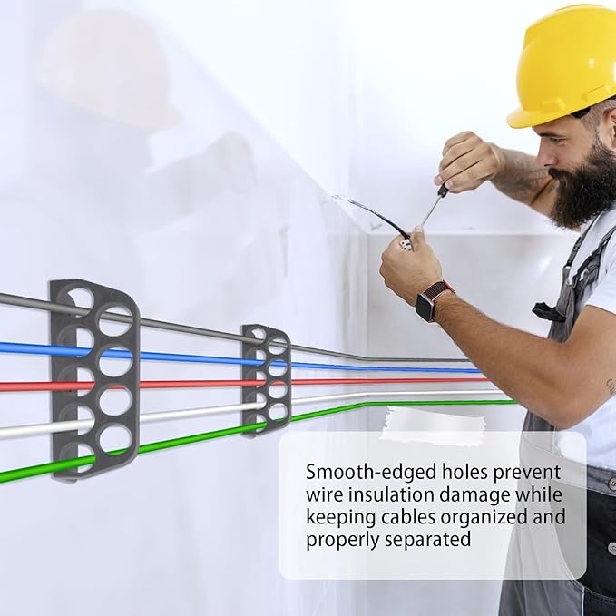 20 Pack Cable Chase-Wire Bracket, Cable Support Wire Bracket Holder for NMB Electrical Cord Organized Management, 9-Hole 1-Inch Diameter
