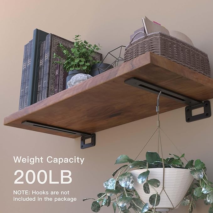 LEOPO 10 Inch 4 Pack Openwork T Shelf Brackets for DIY Floating Shelf,1/5 Inch Thick Heavy Duty Metal Shelf Bracket,L Brackets for Shelves Support