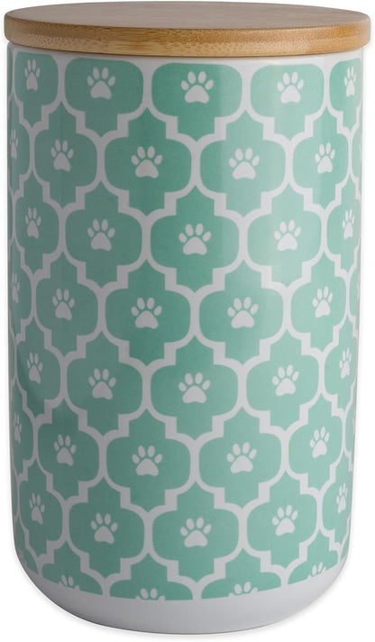 Bone Dry Lattice Pet Treat Jar with Bamboo Lid, Dishwasher Safe, Canister, 4x6.5, Aqua (Pack of 6)