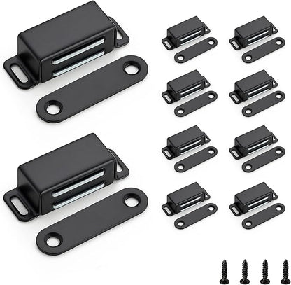Ravinte 10 Pack Black Magnetic Door Catch, Matte Black Cabinet Magnets, Strong Magnetic Catch Latch for Kitchen Cabinets, Drawers & Cupboards, Stainless Steel Closures