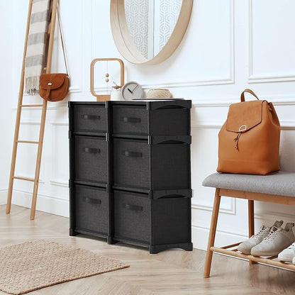 6-Cube Fabric Storage Organizer Shelf for Bedroom, Playroom and More - Sturdy DIY Cubbies Shelves in Black