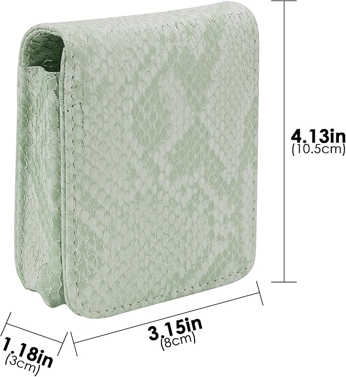 Lipstick Holder, Lipstick Case with Mirror, Mini Portable Makeup Holder for Women Girls, for Outside Mini bag Travel Cosmetic Pouch (1Pcs) (Green)