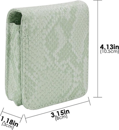 Lipstick Holder, Lipstick Case with Mirror, Mini Portable Makeup Holder for Women Girls, for Outside Mini bag Travel Cosmetic Pouch (1Pcs) (Green)