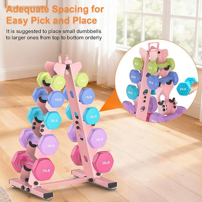 TomCare 6-Tier|5-Tier|4-Tier Dumbbell Rack Stand Only, Weight Rack for Home Gym Storage Stand for Weights Metal A-Frame Strength Training Dumbbell Holder with Handle (Dumbells not Included)