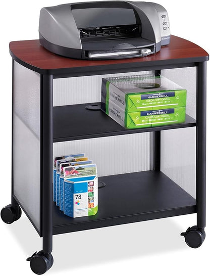 Safco Impromptu Mobile Print Stand 1857BL, Cherry Top, Black Frame, 200 lbs. Capacity, Contemporary Design, Swivel Wheels