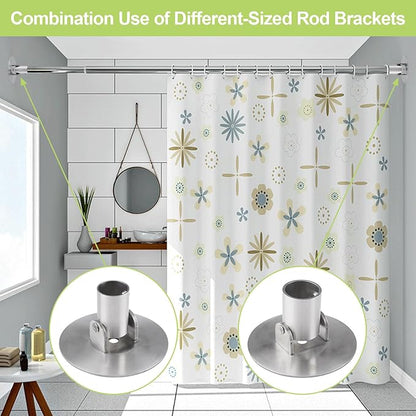 Adjustable Shower Curtain Rod Bracket, 4Pcs Different Sizes Titanium Steel Single Swivel Flange Heavy Duty Closet Rod Holder with Screws (Silver, Inner Dia. 22mm & 26mm)