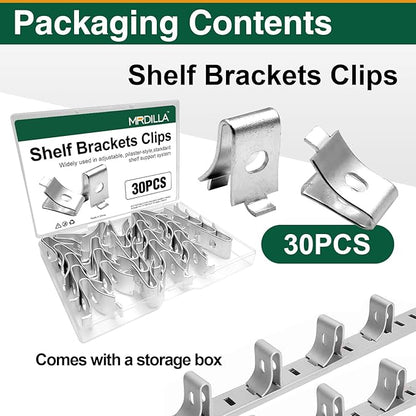 Mrdilla 15Pcs Metal Cabinet Shelf Clips, Adjustable Shelf Brackets for Kitchen Cabinets, Bookcases, and Furniture