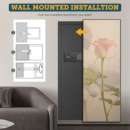 43.3'' Tall Fireproof Wall Safe Between Stud, Heavy Duty Flush In Wall Safe With Digital Keypad & Removable Shelf, Hidden Gun Safe, Security Home Wall Safes For Storage Firearms Money Medicine