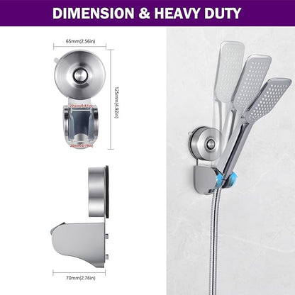 JOMOLA Suction Cup Shower Holder, Adjustable Stainless Steel Shower Head Holder with Strong Suction Cup for Different Wall, Universal Handheld Shower Bracket