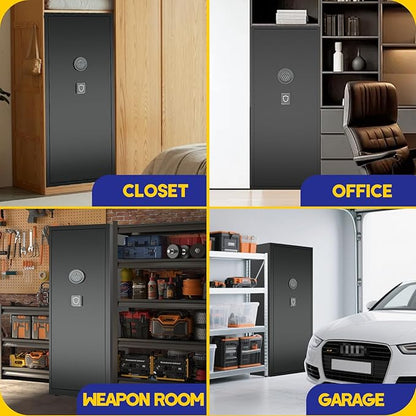 12-15 Large Gun Safe for Rifles and Pistols, Gun Cabinets for rifles and shotguns with Digital Keypad and Alarm Mode, Easy Assembly Rifle Safe for Home, Internal Lockable Box & Removable Shelves