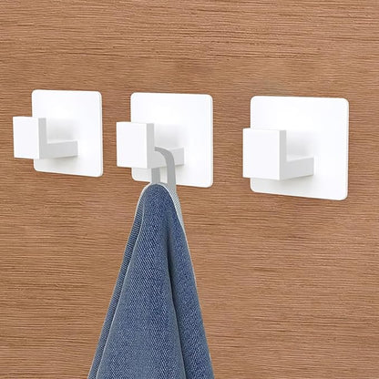 VAEHOLD Wall Towel Hooks, Heavy Duty Sticky Holder Waterproof Towel Hooks for Hanging Coat, Clothes, Closet Hook Wall Mount for Kitchen (White, 2 Pack)