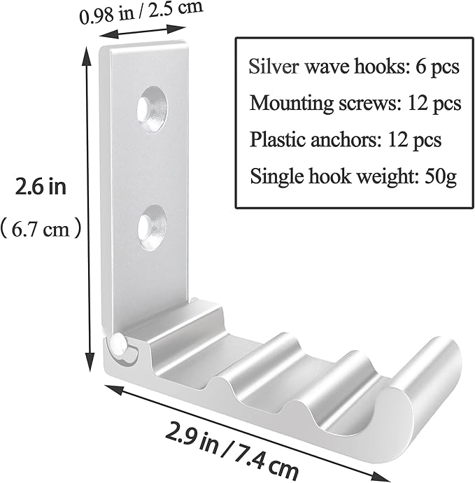 OHIYO 6 Pack Folding Wall Hooks, Heavy Duty Space-Saving Foldable Design Wall Mounted Multi-Purpose Hooks for Coats, Towels, Hats, Backpacks (Silver)
