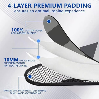 Classic Full Size Ironing Board,Extra Wide Size Full Metal Construction,57" X 18" with Iron Rest, Height Adjustable, Heat & Scorch Resistant Fabric, Anti-Skid Feet, Heavy Duty