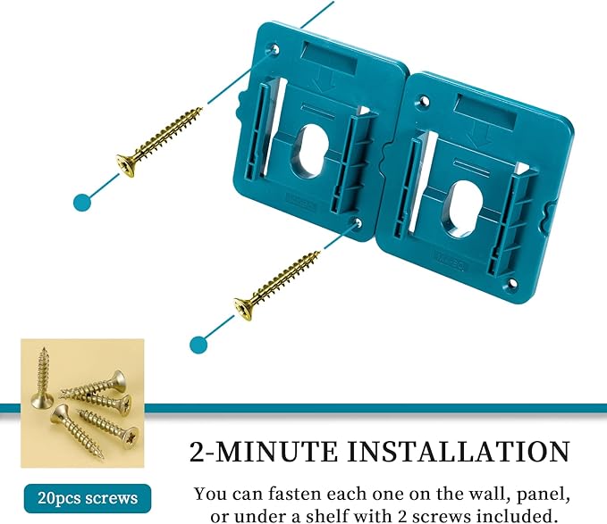 Battery Mount Holder Work for Makita 18V Batteries, Wall Mounts Hanger Fit for BL1860 BL1850 BL1840 BL1830, Organize Garage/Workshop/Work Truck(10 Pack,w/20 Screws, No Battery)