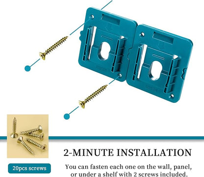 Battery Mount Holder Work for Makita 18V Batteries, Wall Mounts Hanger Fit for BL1860 BL1850 BL1840 BL1830, Organize Garage/Workshop/Work Truck(10 Pack,w/20 Screws, No Battery)