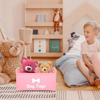 TEHAUX Pet Toy Storage Box Felt Organizer with Handles 15.35X11.02X6.69In Lightweight Foldable Container for Household Pet Toy and Sundries Storage